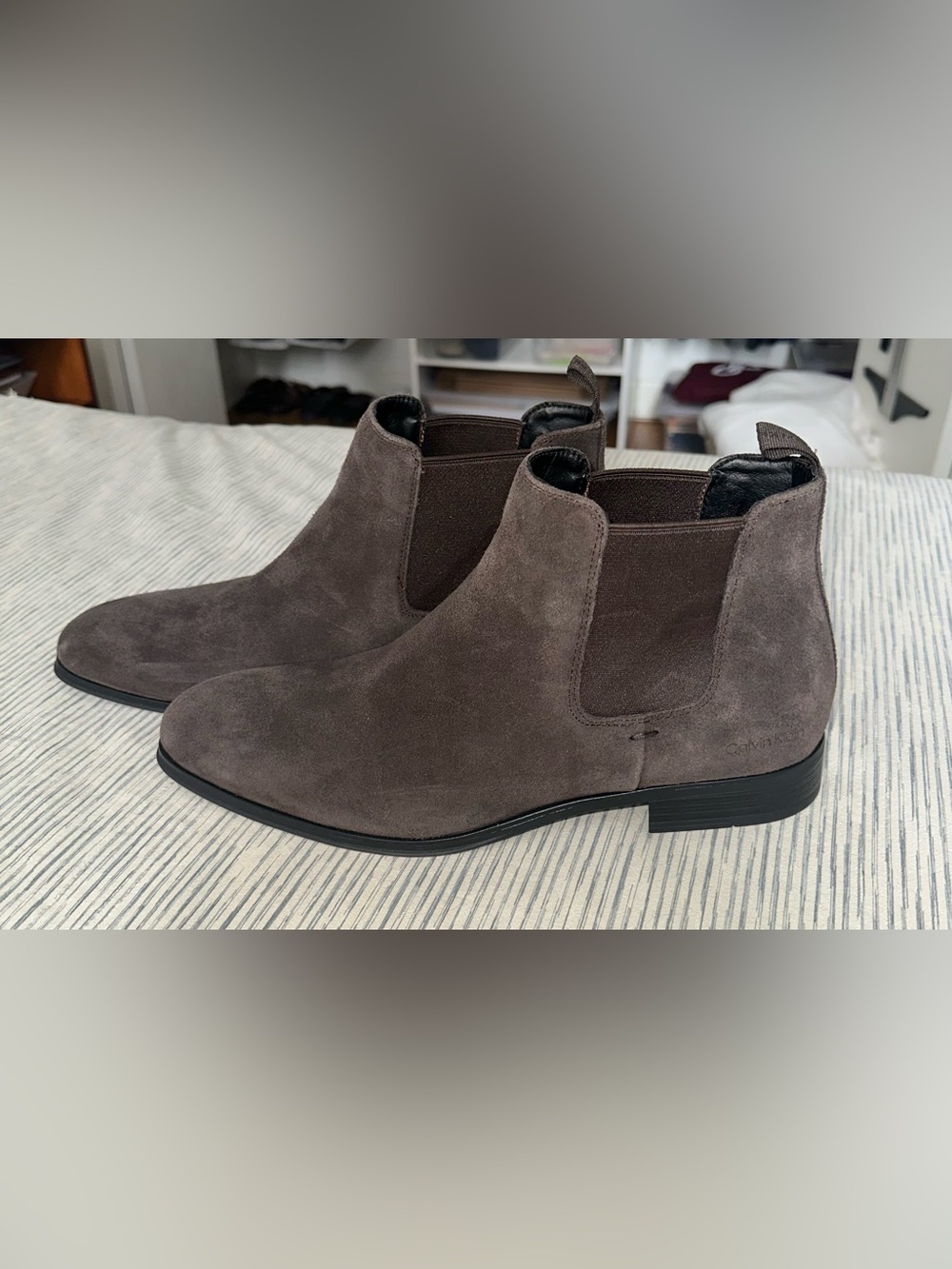 CALVIN KLEIN Men's Brown Suede Chelsea Boots